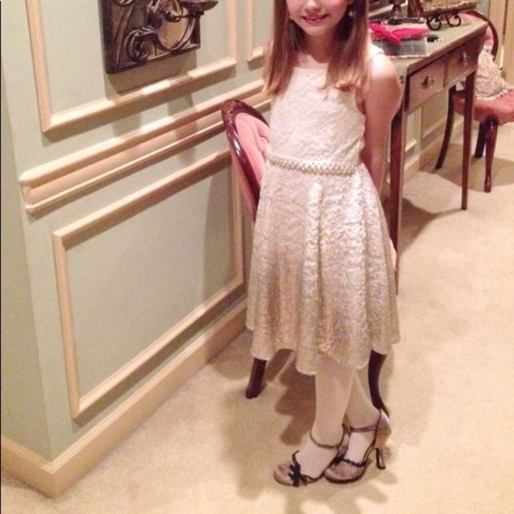 Girls size 12 cream and bronze ombré dress